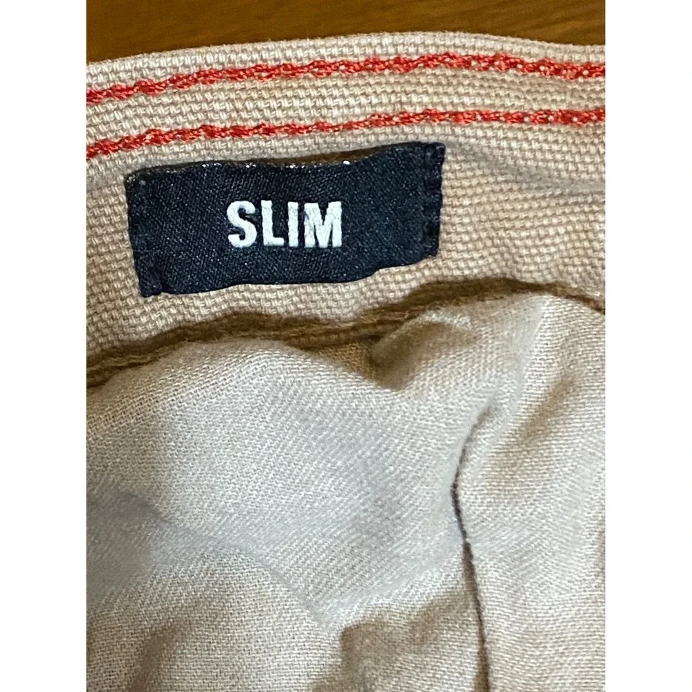 American Giant Pants Roughneck Mens 30x29 Beige Canvas Straight Leg Stretch